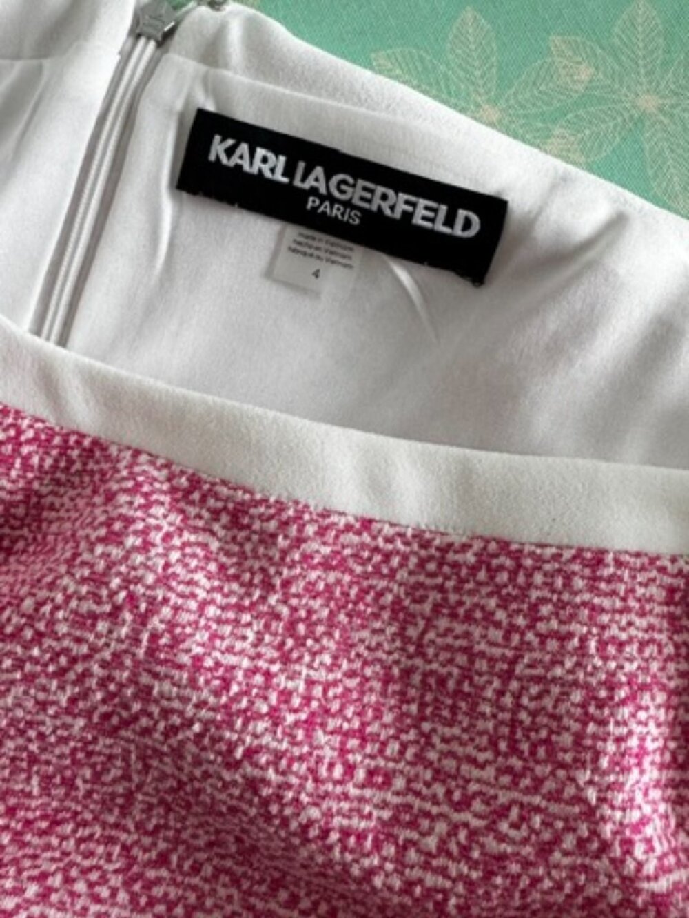 Karl Lagerfeld Paris Pink Tweed Square Neck Mini Dress- Size 4- As seen on "You" - Picture 3 of 5